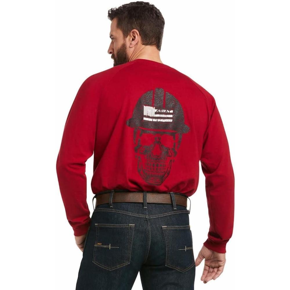 imageARIAT Mens Rebar Cotton Strong Roughneck Graphic TShirtRio Red