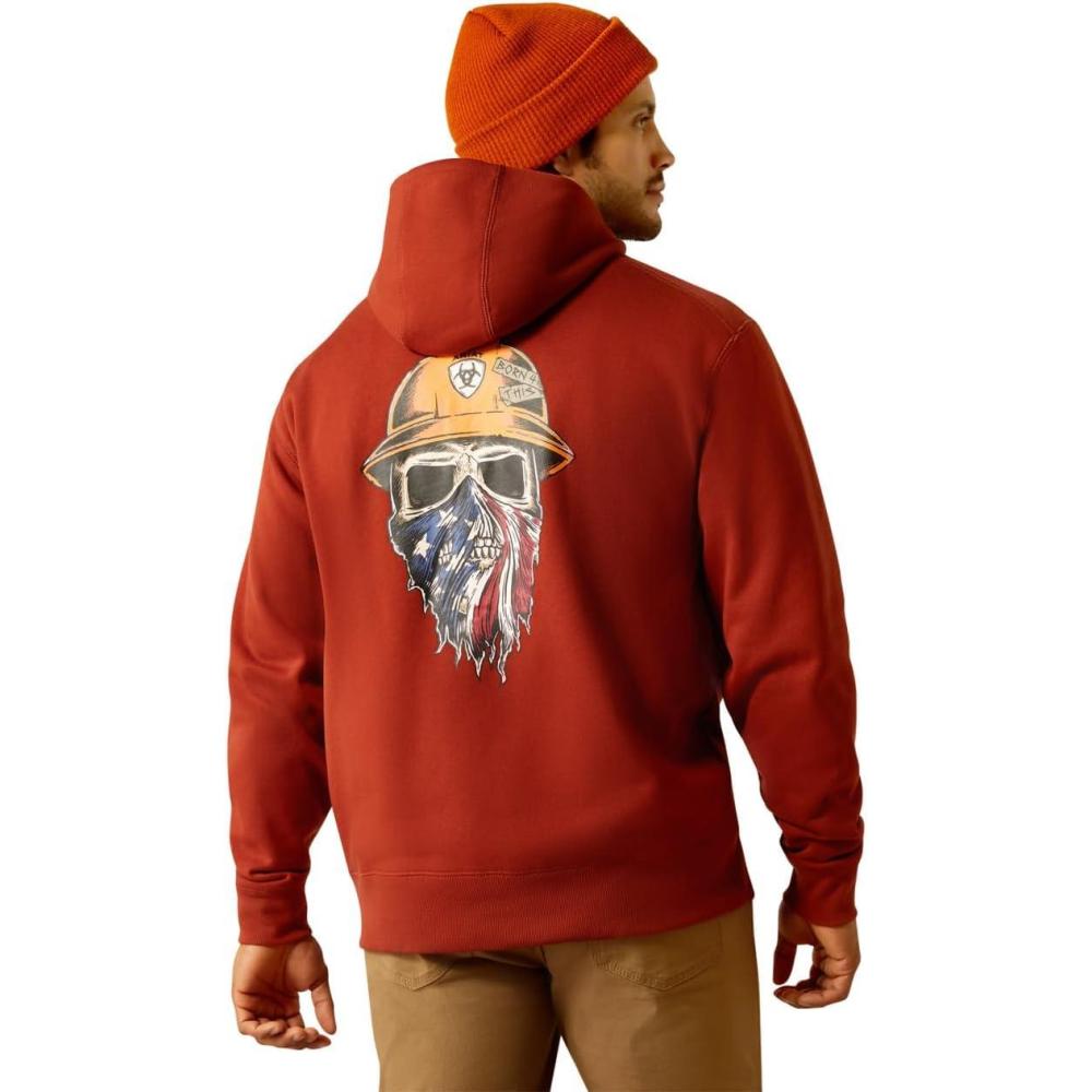 imageARIAT mens Mns Rbr Born Ful Zp Hood Char HthBurnt Henna