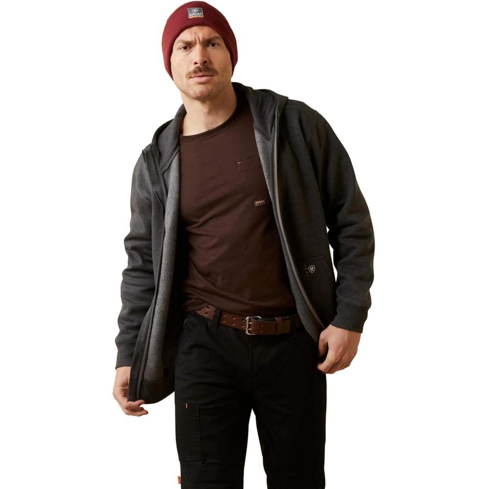 imageARIAT mens Mns Rbr Born Ful Zp Hood Char HthCharcoal Heather