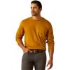 ARIAT Mens Rebar Workman Logo Long Sleeve Crew(Golden Brown)