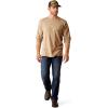 ARIAT Mens Rebar Workman Logo Long Sleeve Crew(Oatmeal Heather)