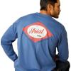 ARIAT Mens Rebar Workman Logo Long Sleeve Crew(True Navy)