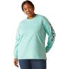 ARIAT Plus Size FR Stretch Logo T-Shirt(Pool Blue)