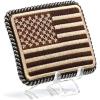 ARIAT Rectangle Buckle with Embroidered USA Flag Patch, Stylish Rope Edge, Brown/Tan/Ivory, 3-3/8″ x 2-1/4″