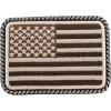 ARIAT Rectangle Buckle with Embroidered USA Flag Patch, Stylish Rope Edge, Brown/Tan/Ivory, 3-3/8″ x 2-1/4″