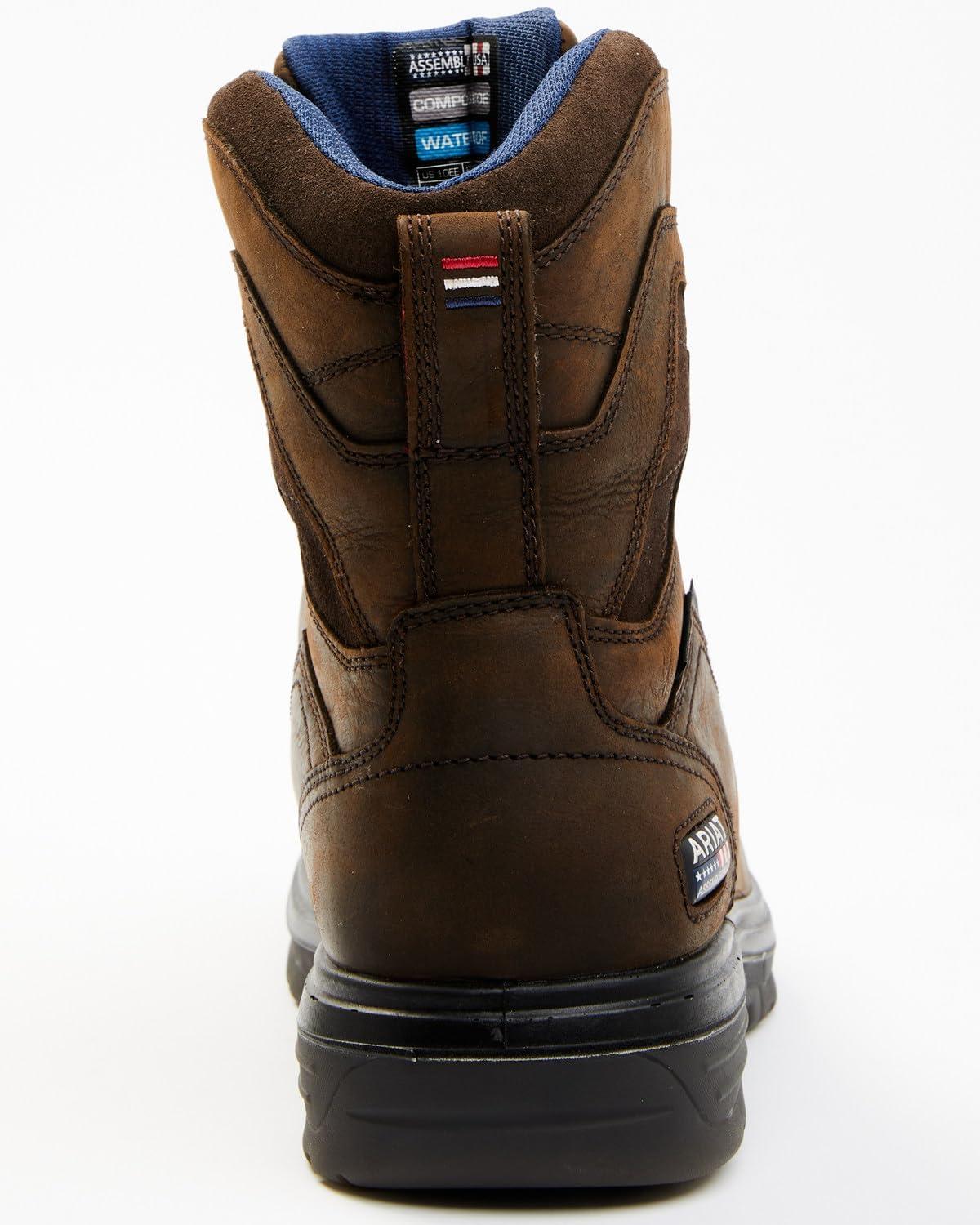 imageARIAT Mens Turbo 8quot USA Assembled Waterproof Carbon Toe Work Boot WesternRich Brown