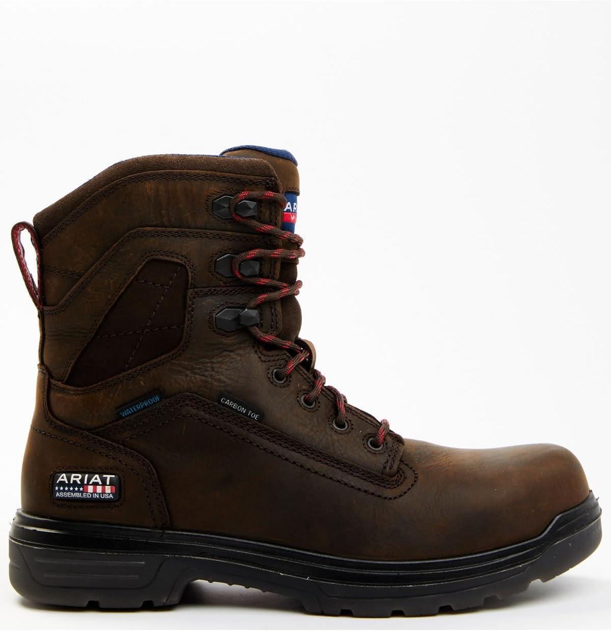 imageARIAT Mens Turbo 8quot USA Assembled Waterproof Carbon Toe Work Boot WesternRich Brown