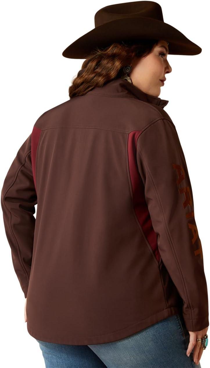 imageARIAT Womens New Team Softshell Jacket BlackChocolate PlumTawny Port