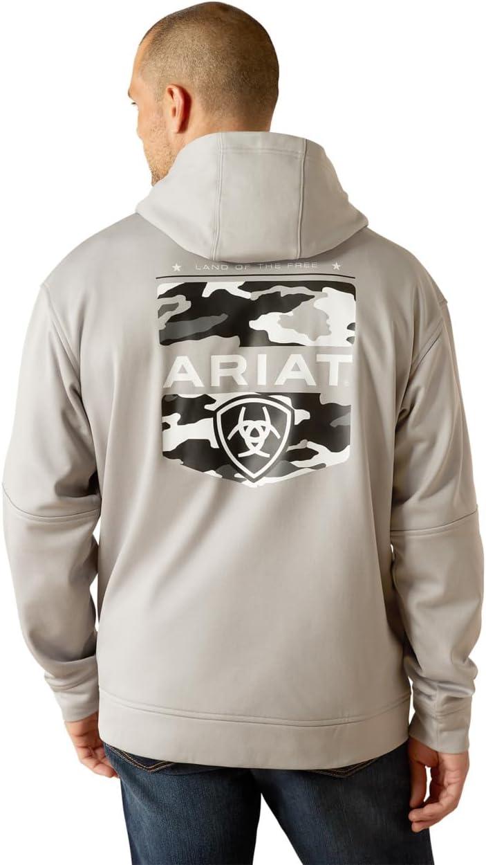 imageARIAT mens Tek Fleece 20 Camo Pocket HoodieGrey Heather