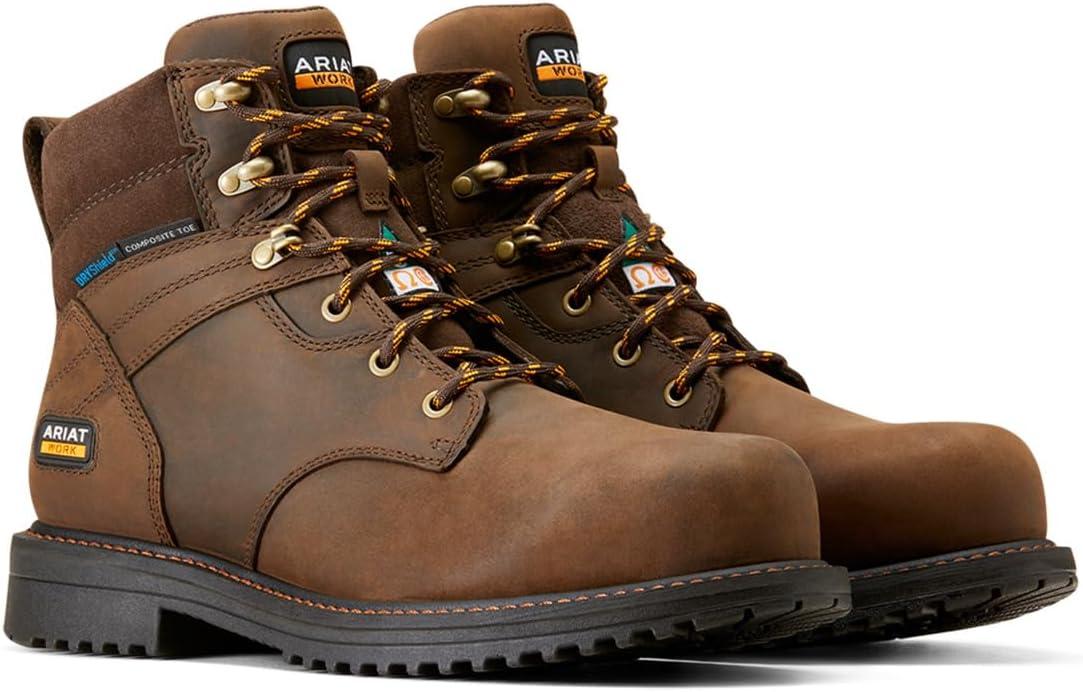 imageAriat Mens Rigtek 6quot CSA Waterproof Composite Toe Work Boot IndustrialOily Distressed Brown