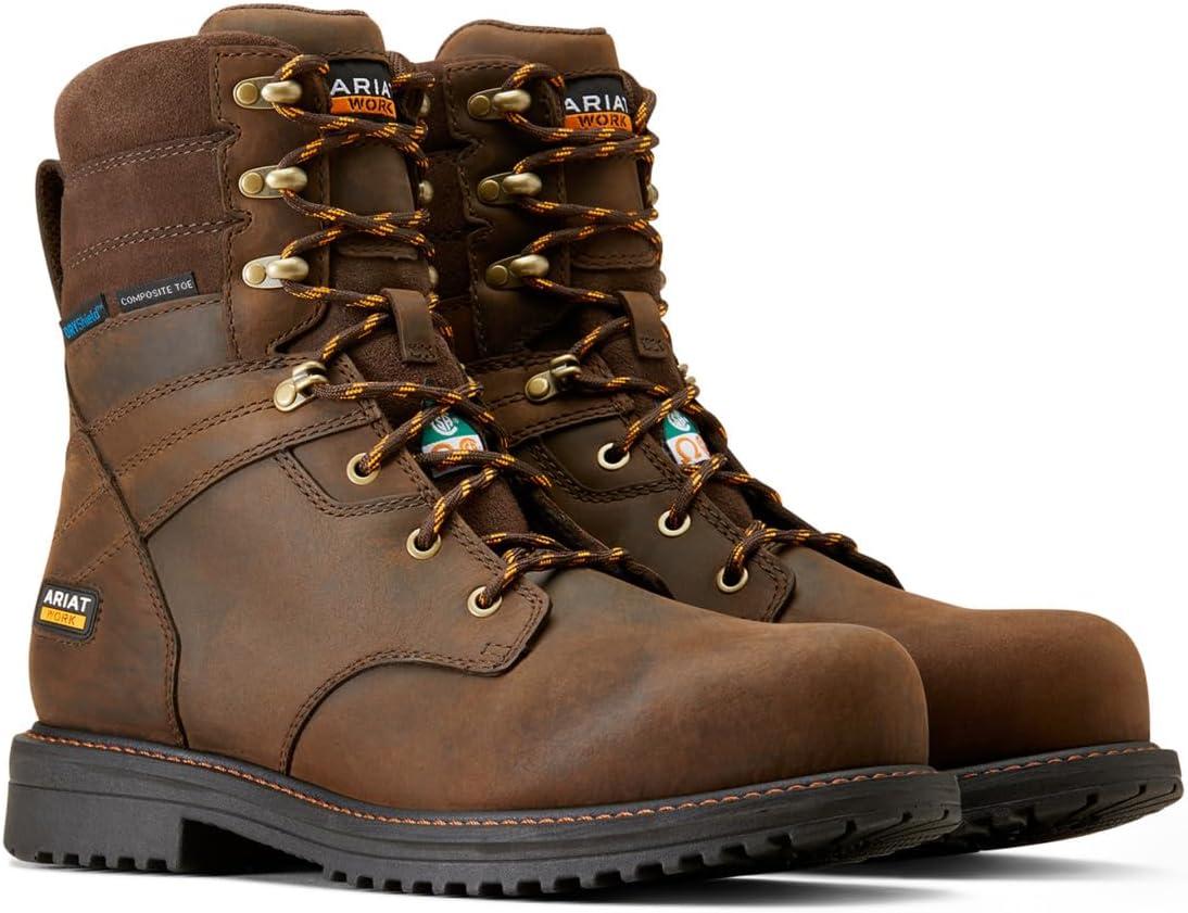 imageAriat mens Rigtek 8quot Csa Waterproof Composite Toe Work BootOily Distressed Brown