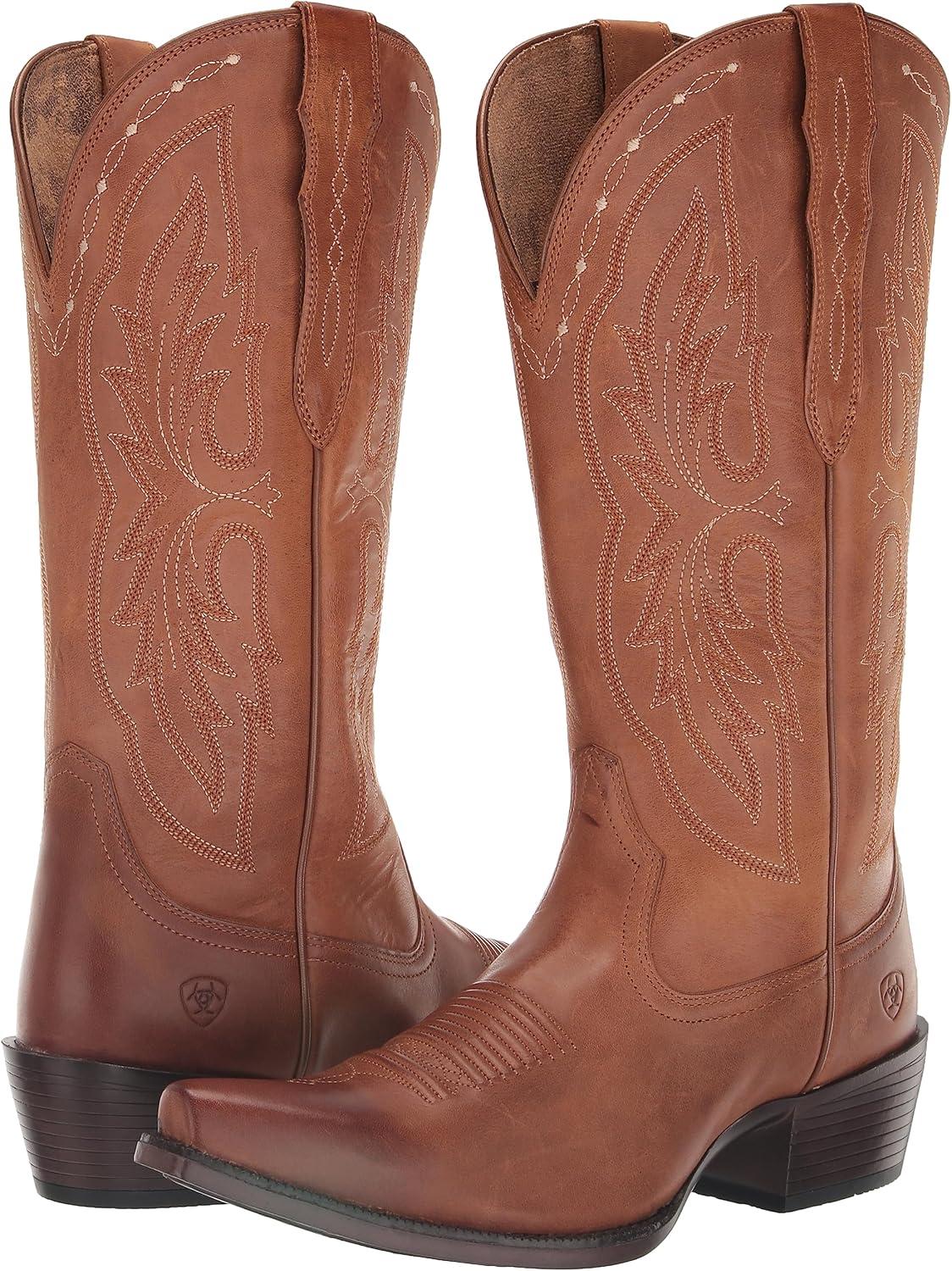 imageAriat womens Heritage X Toe Elastic Wide Calf Western BootWestern BootTreasured Tan