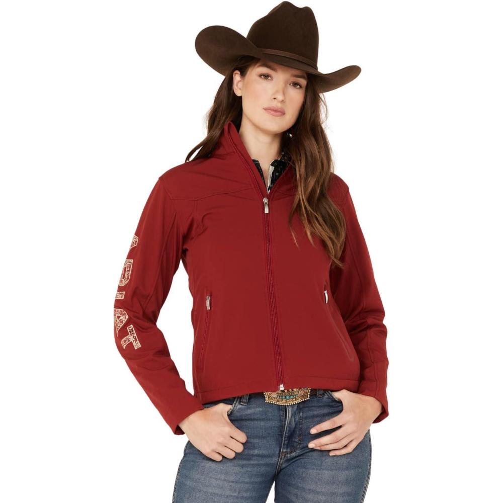 imageARIAT Womens New Team Softshell Jacket BlackSundried Tomato