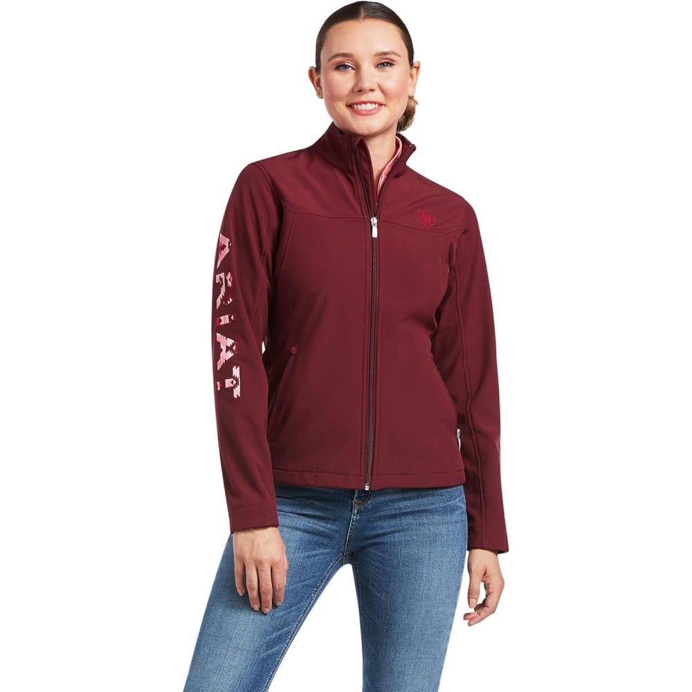 imageARIAT Womens New Team Softshell Jacket BlackZinfandelCarmen Geo
