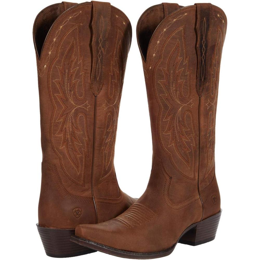 imageAriat womens Heritage X Toe Elastic Wide Calf Western BootWestern BootBrown