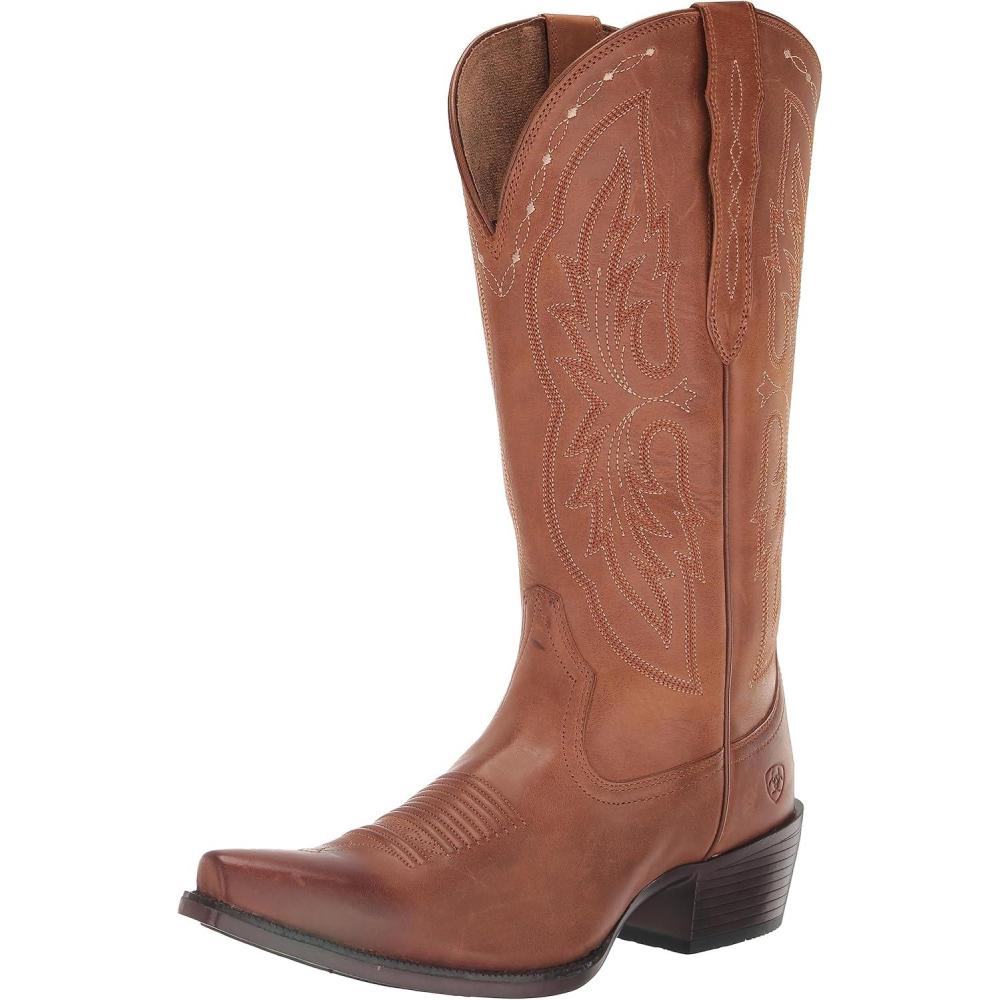 imageAriat womens Heritage X Toe Elastic Wide Calf Western BootWestern BootTreasured Tan