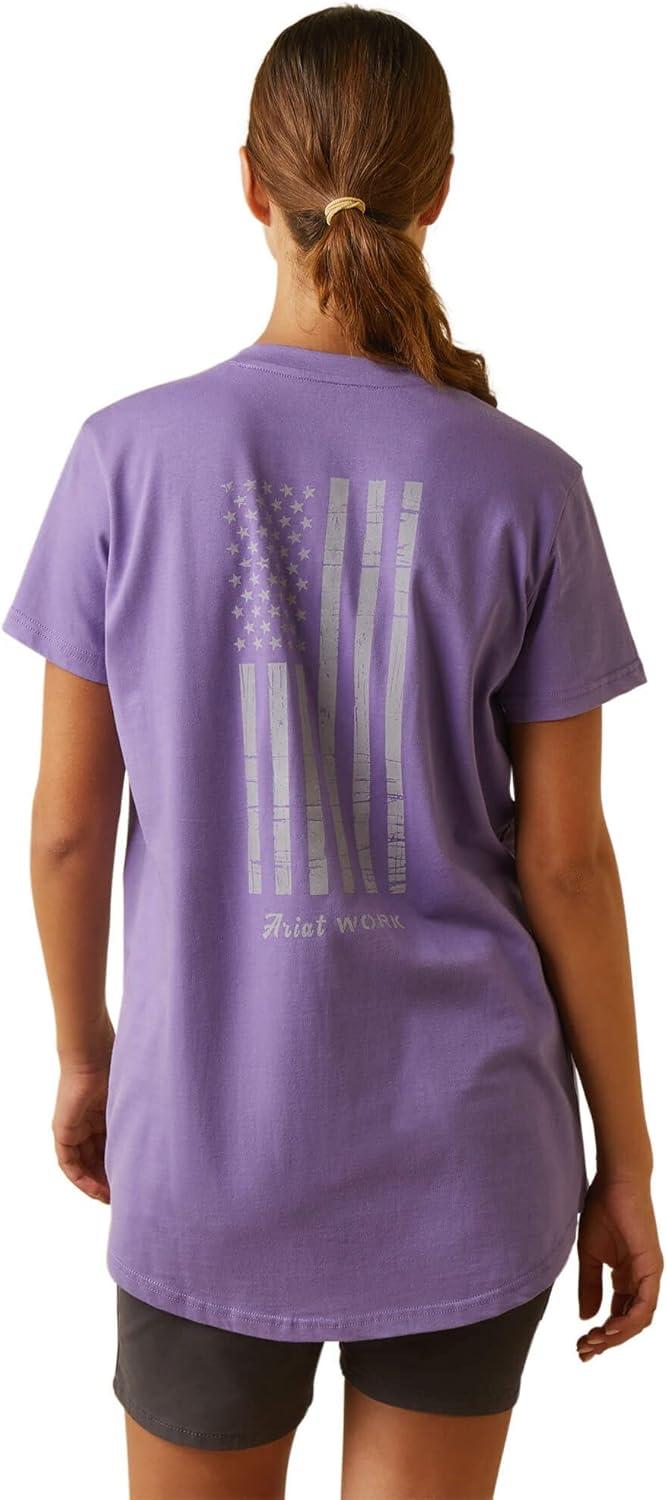imageARIAT Womens Rebar Cottonstrong Roughneck Graphic TShirtPaisley Purple