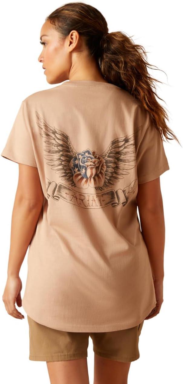 imageARIAT Womens Rebar Cottonstrong Roughneck Graphic TShirtWarm Taupe