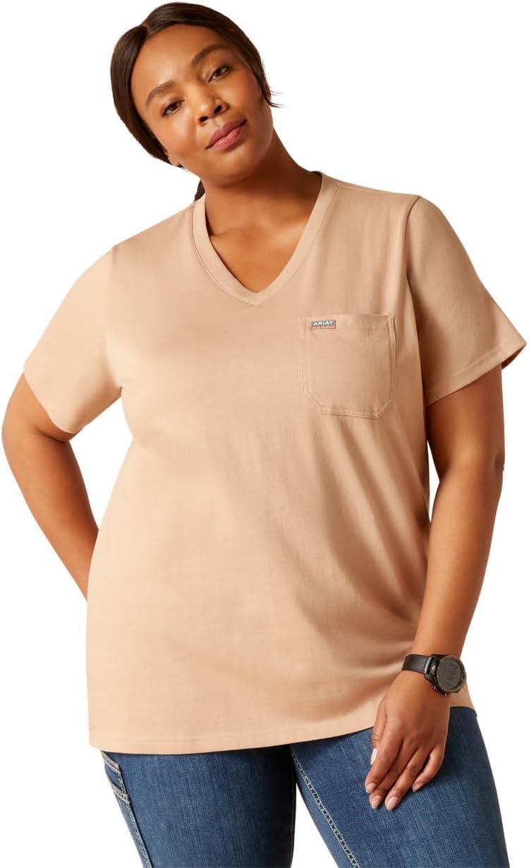 imageARIAT Womens Rebar Cottonstrong Roughneck Graphic TShirtWarm Taupe