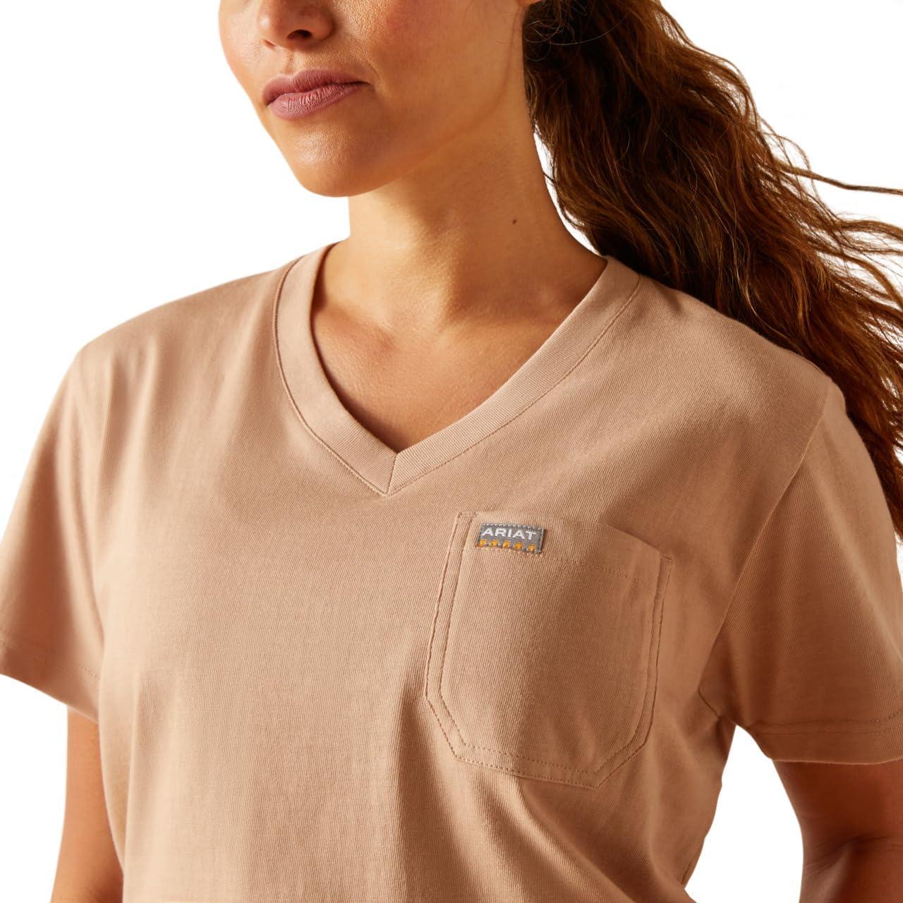 imageARIAT Womens Rebar Cottonstrong Roughneck Graphic TShirtWarm Taupe