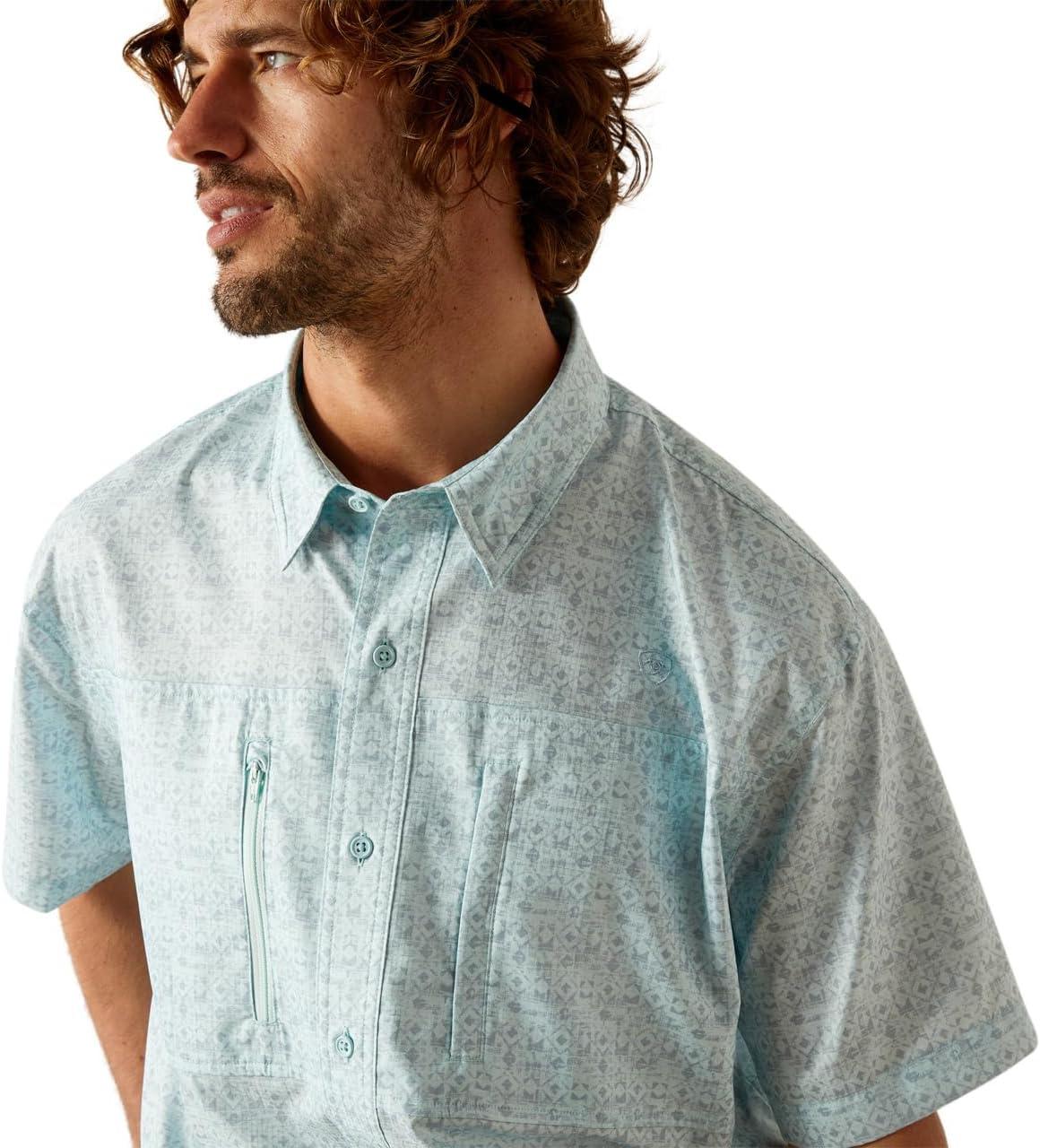 imageAriat Mens Taupe Grey Venttek Short Sleeve ShirtBlue
