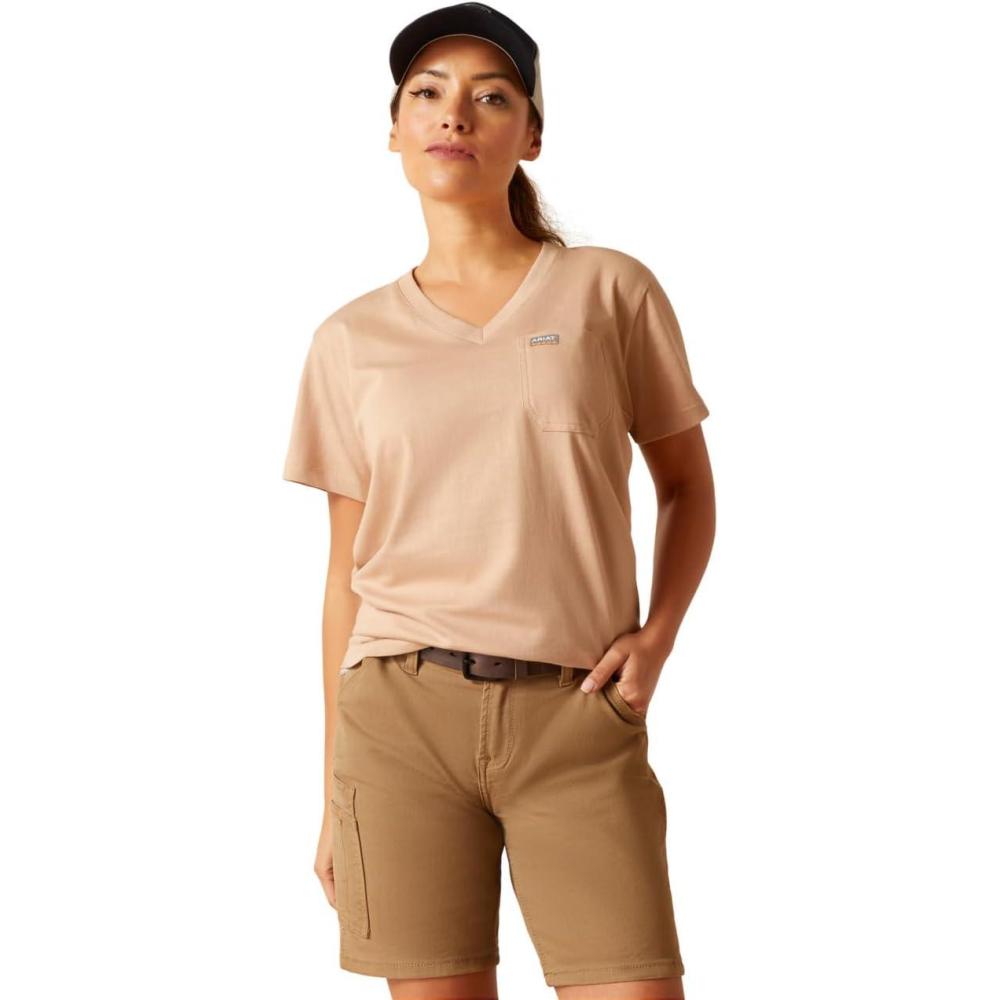 imageARIAT Womens Rebar Cottonstrong Roughneck Graphic TShirtWarm Taupe