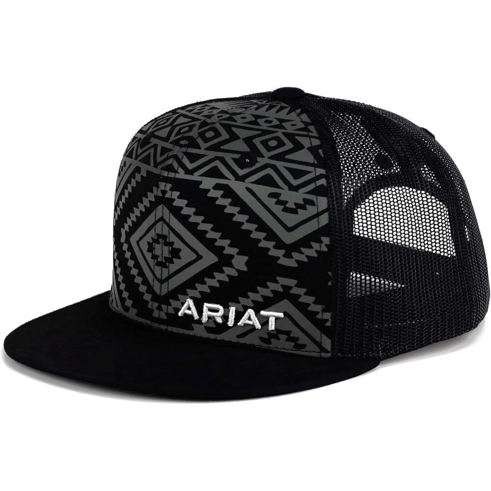 imageARIAT Youth Flat Bill Cap with Aztec Pattern Black