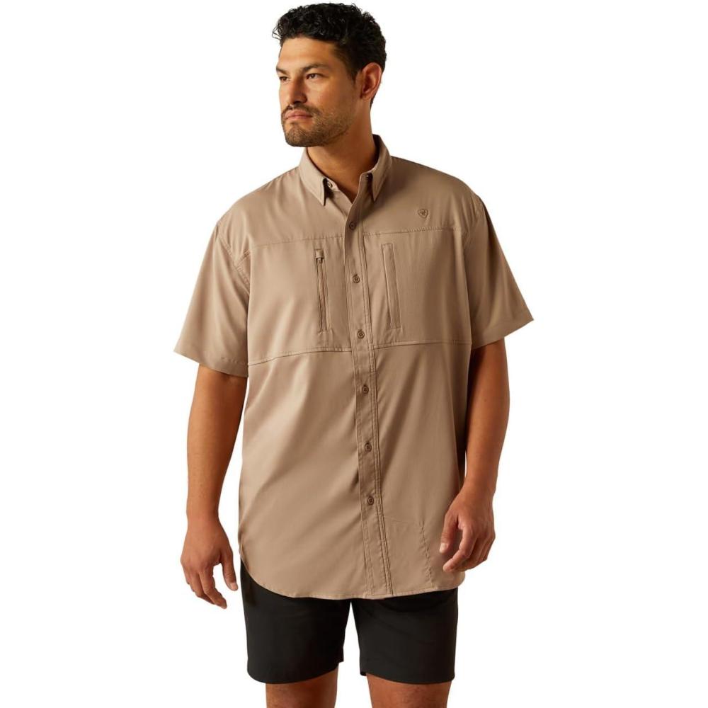 imageAriat Mens Taupe Grey Venttek Short Sleeve ShirtTaupe Grey