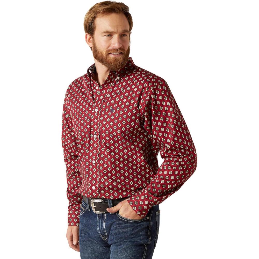 imageAriat Mens Wrinkle Free Kyler Fitted ShirtBiking Red