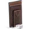 ARIAT Men’s Basketweave Embossed Leather Money Clip Wallet