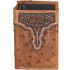 ARIAT Men’s Tri-Fold Ostrich Print Floral Embossed Wallet – A3553202 One Size