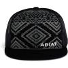 ARIAT Youth Flat Bill Cap with Aztec Pattern, Black