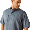 Ariat Mens Taupe Grey Venttek Short Sleeve Shirt(Newsboy Blue)