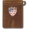 ARIAT Men’s Leather Bifold Money Clip Wallet with American Flag Shield Embroidery(Western)