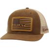 ARIAT Men’s Oilskin Richardson 112 Cap with USA Flag Leather Patch, Mesh Back, Snap Closure, Cotton-Poly Blend(Brown)