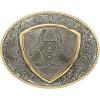 ARIAT Oval Buckle with Shield Logo, Dual Antique Silver and Gold Finish, 3″ x 3-3/4″