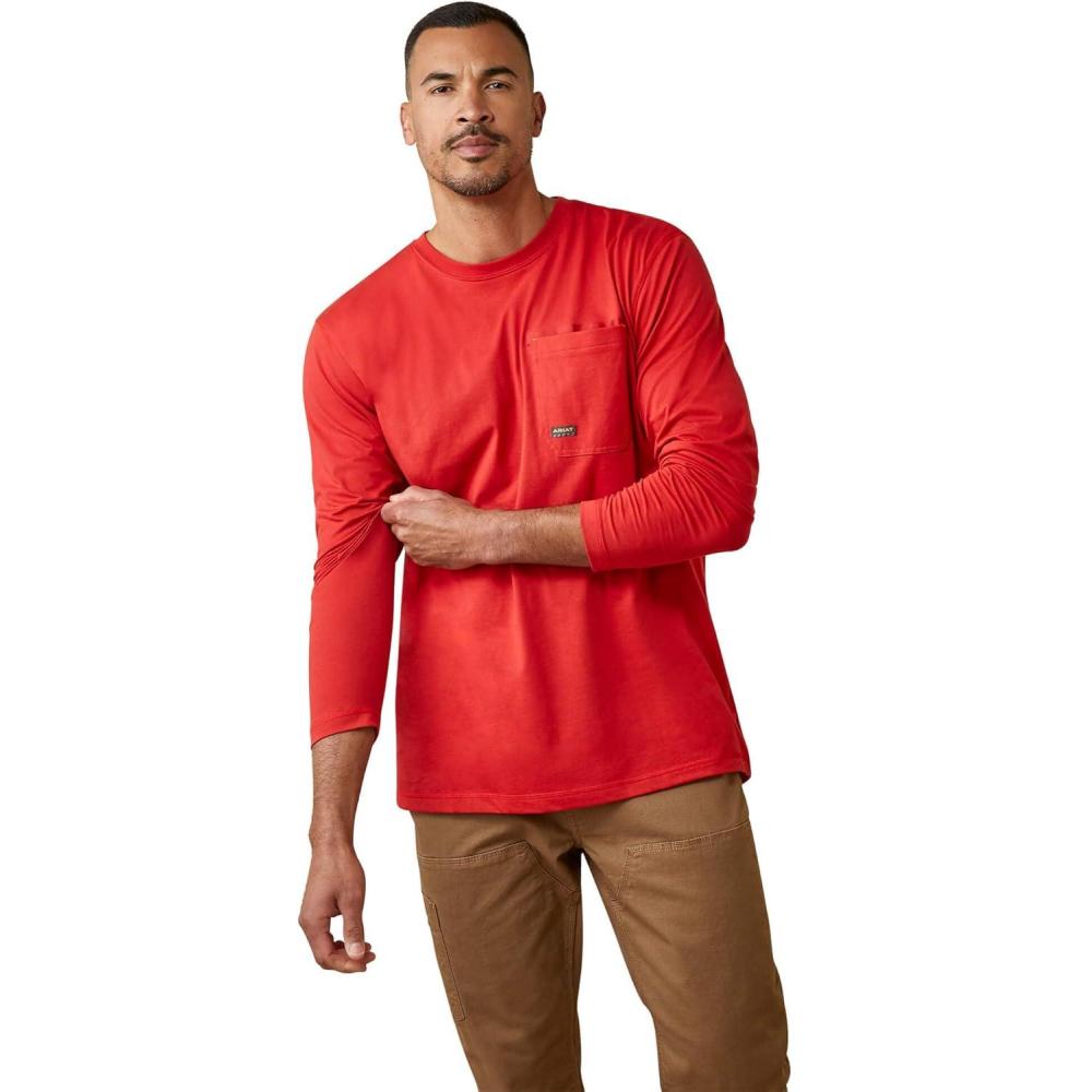 imageARIAT Mens Rebar Workman Reflective Flag Graphic TShirtPompeian Red