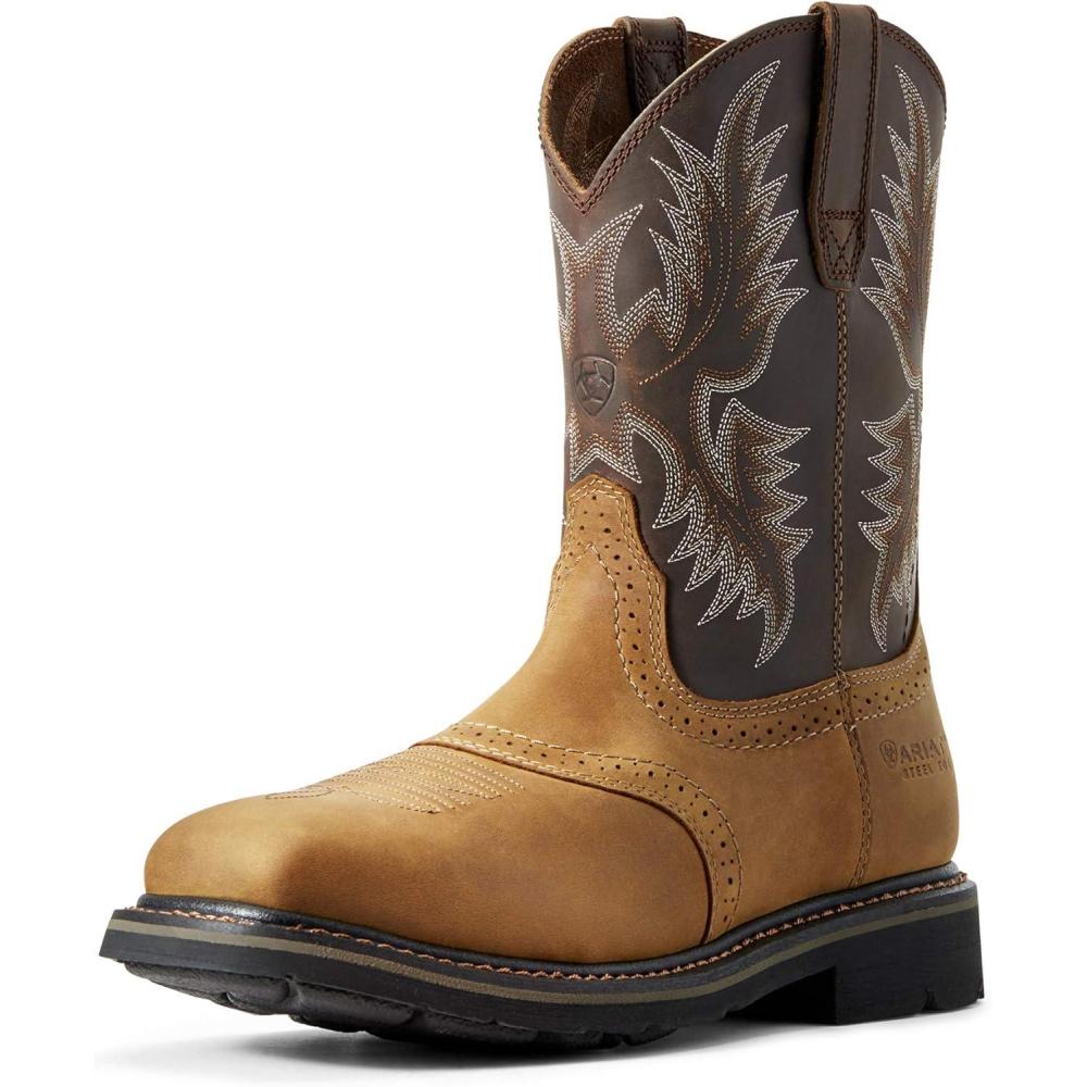 imageAriat Mens Sierra Wide Square Toe Steel Toe Work BootAged Bark