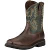 Ariat Men’s Sierra Wide Square Toe Steel Toe Work Boot(Dark Brown/Pine Green)